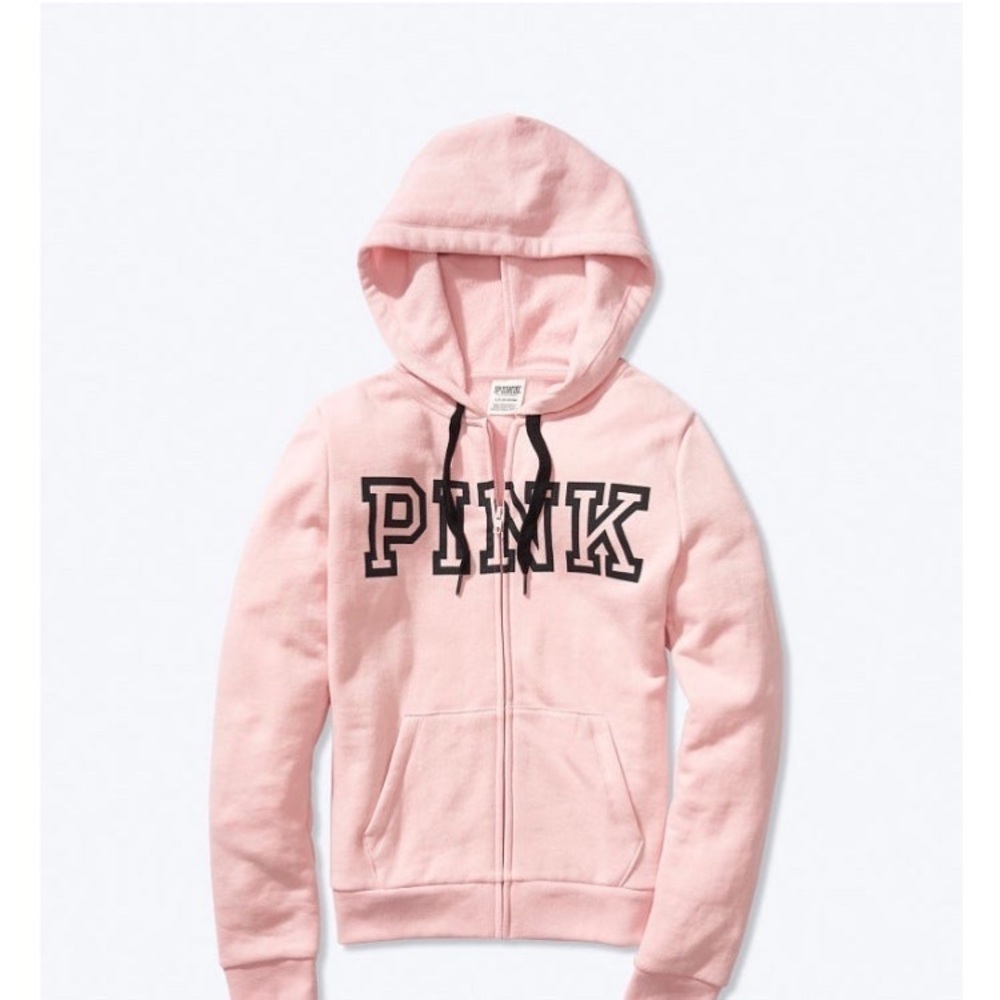 New VS PINK Everyday Lounge Full Zip Hoodie, Chalk Rose